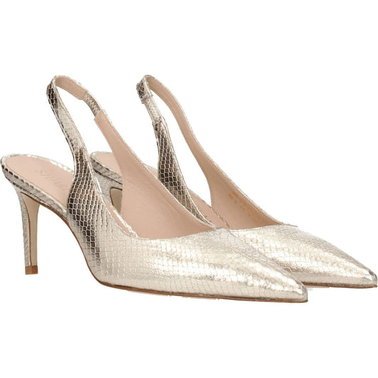 Stuart Weitzman Gold Leather High Heel Pumps ST-8547288154377-EU37/US7