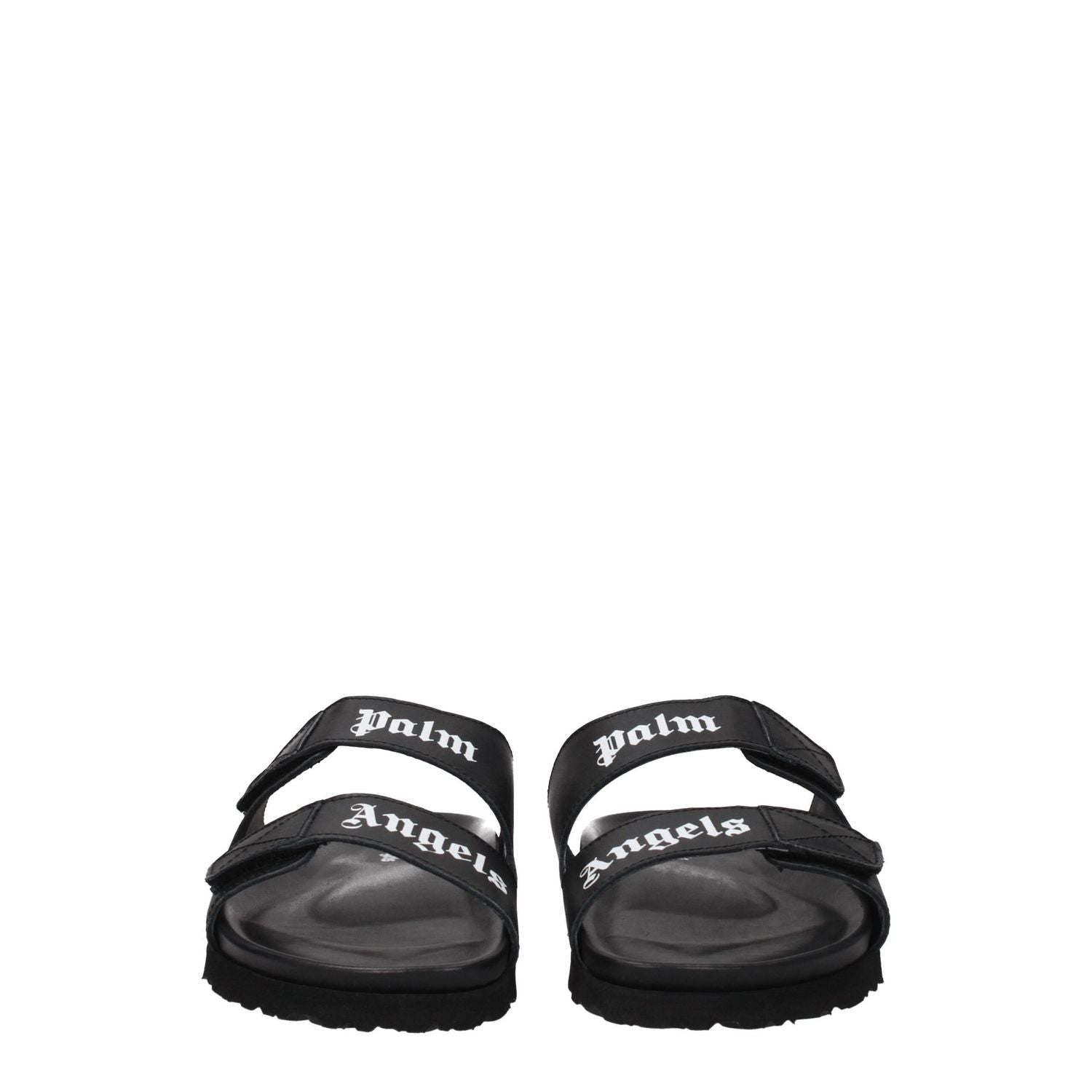 Palm Angels Black Leather Slippers