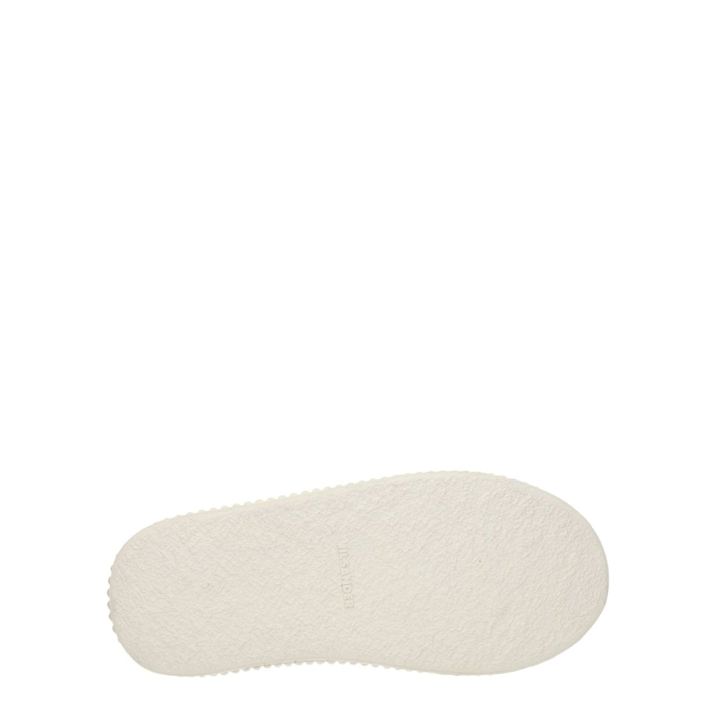 Sole view of Jil Sander White Fabric Platform Sneakers with a cloud white rubber sole.