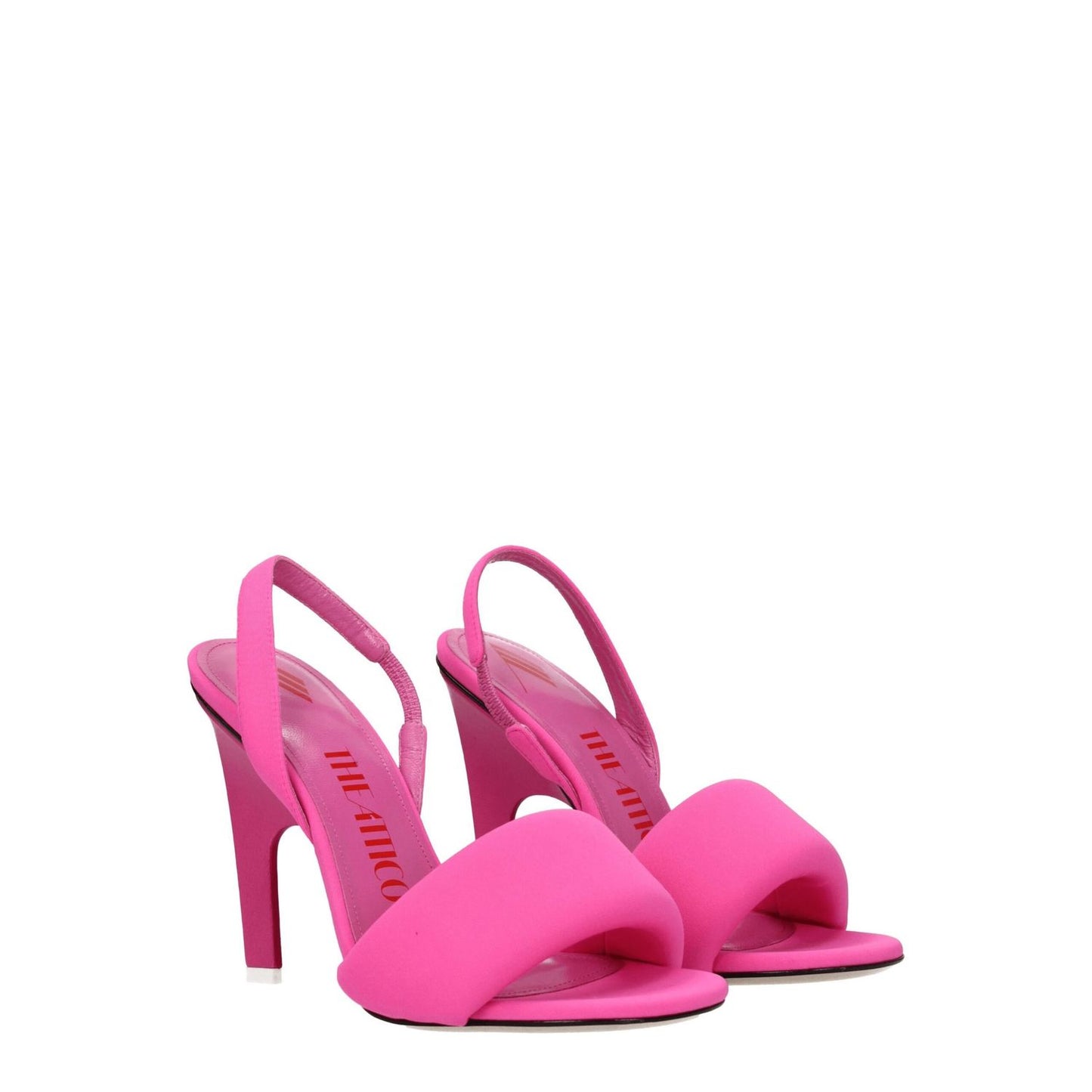 The Attico Pink Fabric Stiletto Heel Sandals with open toe and high heel, leather sole, casual style.