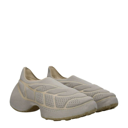 Givenchy Gray Fabric Athletic Sneakers with side logo and round toe, featuring a 6 cm mid heel and sand accents.