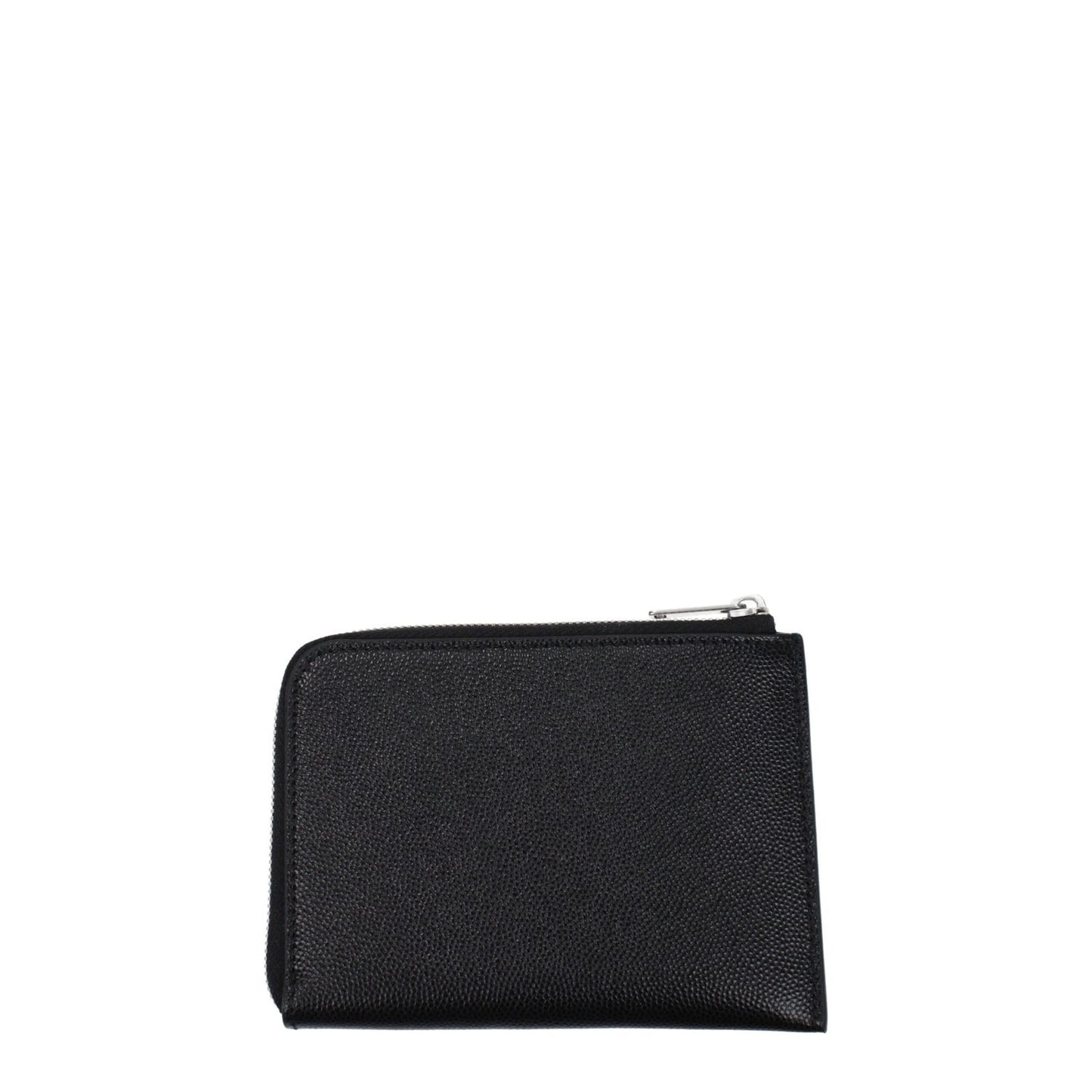 Palm Angels Black Leather Cardholder with zip closure, featuring front logo and five card slots, stylish and casual accessory.