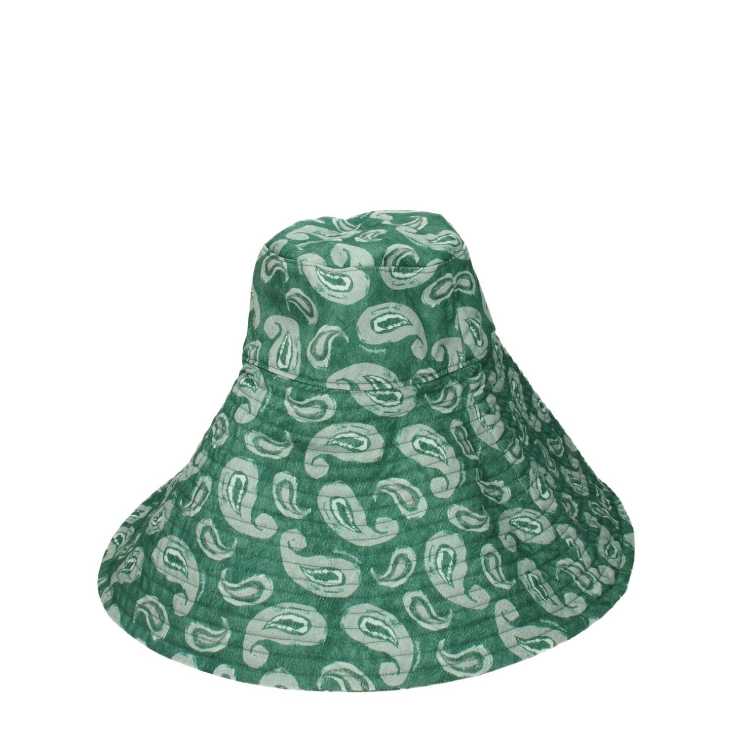 Jacquemus Green Cotton Sunhat with vintage style and side logo print in green.