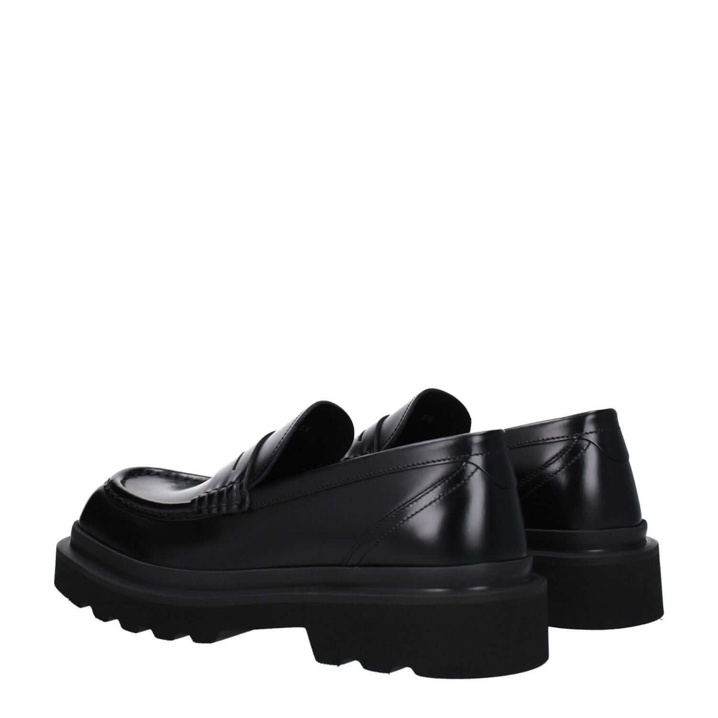 Dolce & Gabbana Black Leather Slip-On Loafers