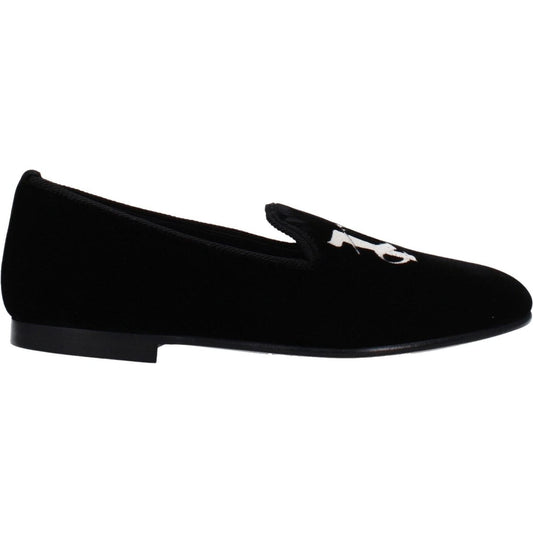 Palm Angels Black Velvet Slip-On Loafers PA-8547450683657-EU36/US6