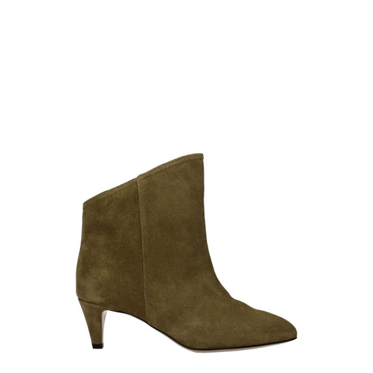 Isabel Marant Gray Leather Ankle Boots with pointy toe, mid heels, and suede upper. Style: Country, Heel height: 5.5 cm.