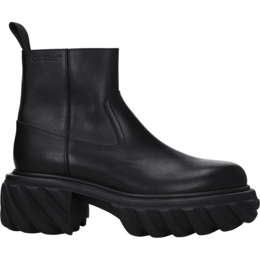 Off-White Black Leather Ankle Boots OF-8547450749193-EU41/US8