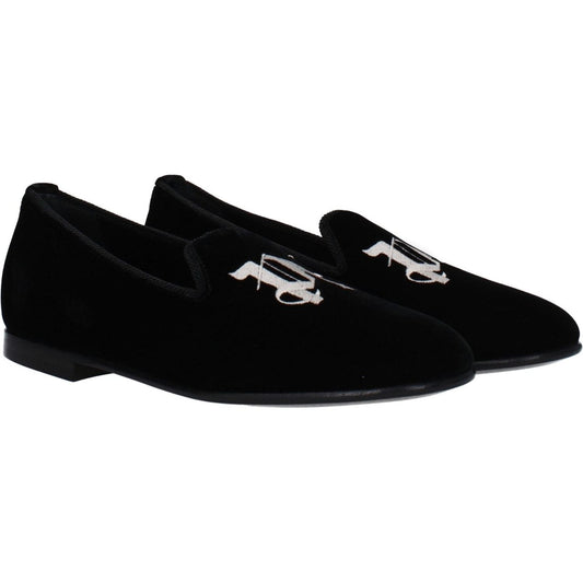 Palm Angels Black Velvet Slip-On Loafers PA-8547450683657-EU36/US6