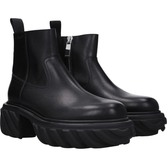 Off-White Black Leather Ankle Boots OF-8547450749193-EU41/US8