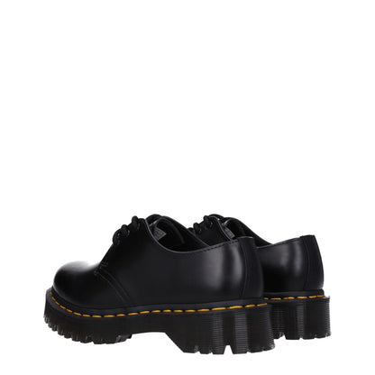 Dr. Martens Black Leather Oxfords And Derbies with rubber sole and lace-up closure, featuring round toe and mid heel of 3.5 cm.