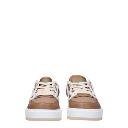 Front view of Stella McCartney Brown Fabric Chunky Sneakers with lace-up closure and rubber sole.
