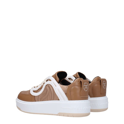 Stella McCartney Brown Fabric Chunky Sneakers with logo detail, lace-up closure, rubber sole, casual style, and round toe.