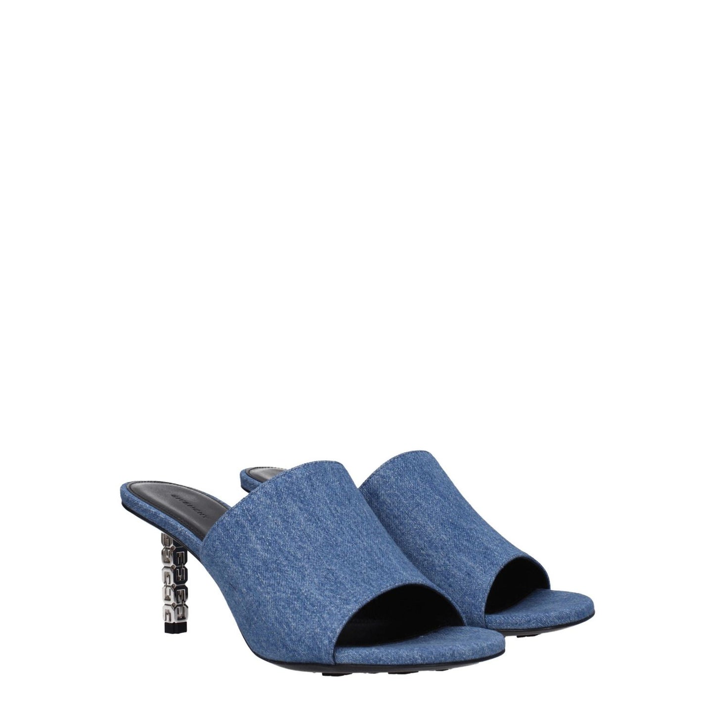 Givenchy Blue Fabric Platform Sandals with denim accents, open toe, mid heels, and leather sole, style BE3083E1TM420 for casual wear.
