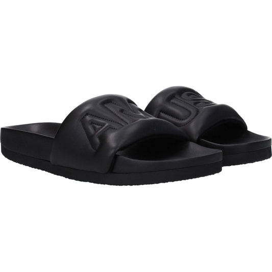 Ambush Black Leather Slippers Sandals AM-8586637246729-EU40/US7