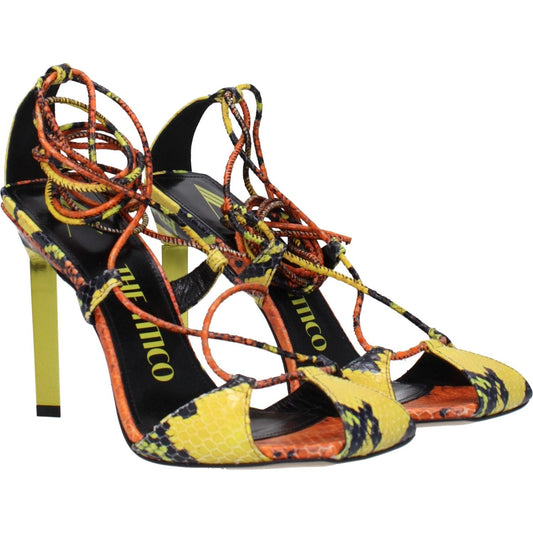 The Attico Orange Leather Stiletto Heels Sandals