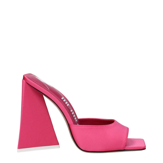 The Attico Pink Fabric Platform Sandals with high heel and open toe design, featuring leather sole and 11 cm heel height.
