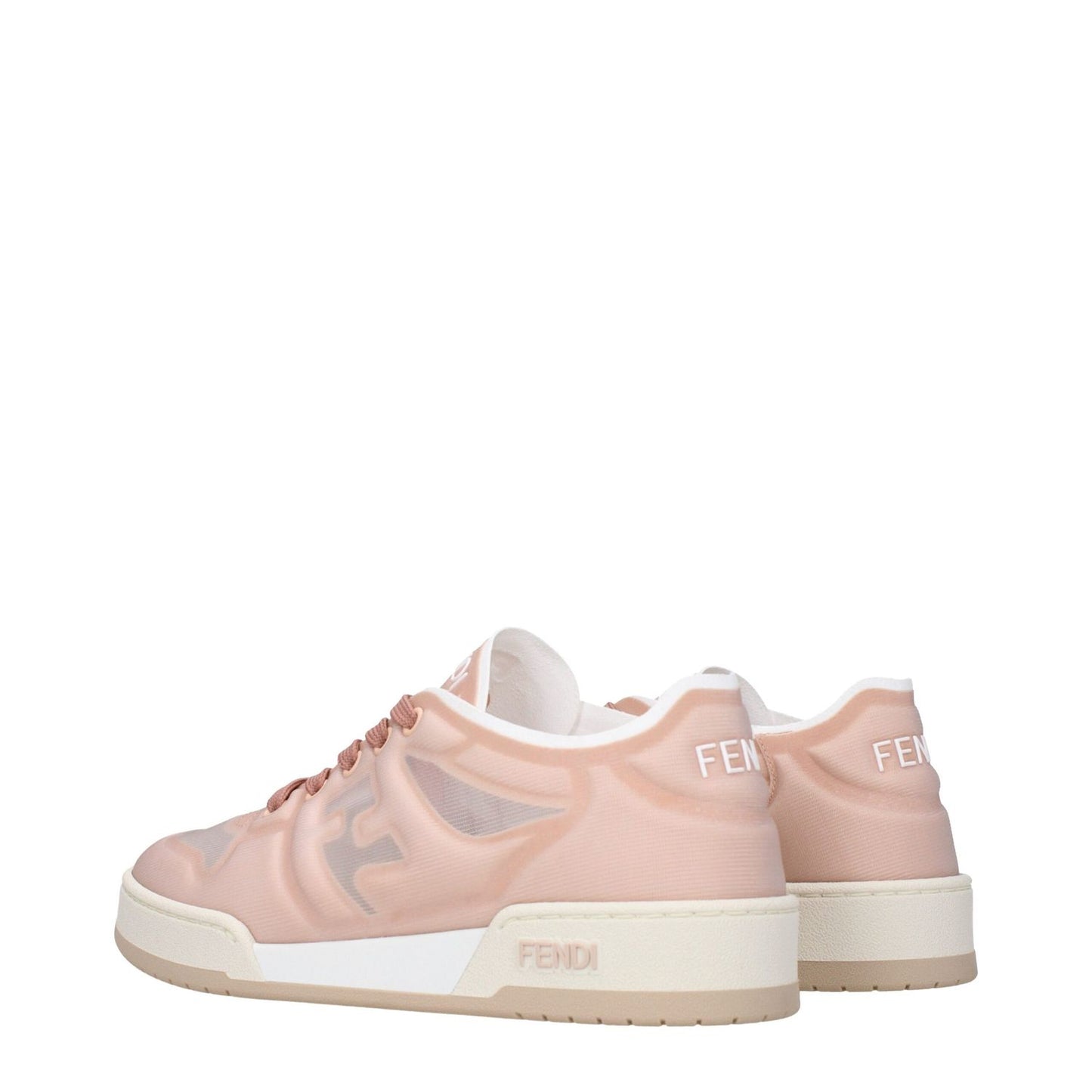 Fendi Pink Fibres Sneakers with logo details, lace-up closure, rubber sole, and round toe in blossom pink. Style: Casual. MPN: 8E8415AN7KF1KO7
