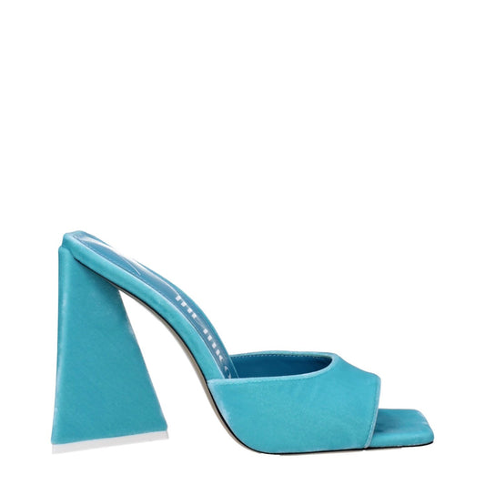 The Attico Light Blue Velvet Platform Sandals with high heel and open toe design, featuring casual style and leather sole.