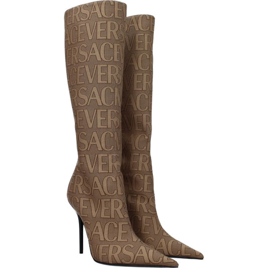 Versace Beige Fabric High Heel Boots VE-8617377366281-EU36/US6