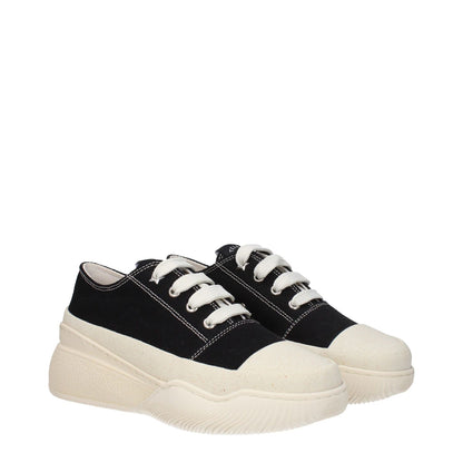 Stella McCartney Black Fabric Chunky Sneakers with lace-up closure and rubber sole, featuring a 5 cm wedge and round toe design.