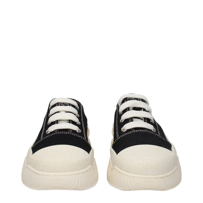 Stella McCartney Black Fabric Chunky Sneakers with white laces and rubber soles, featuring a round toe and logo front design.