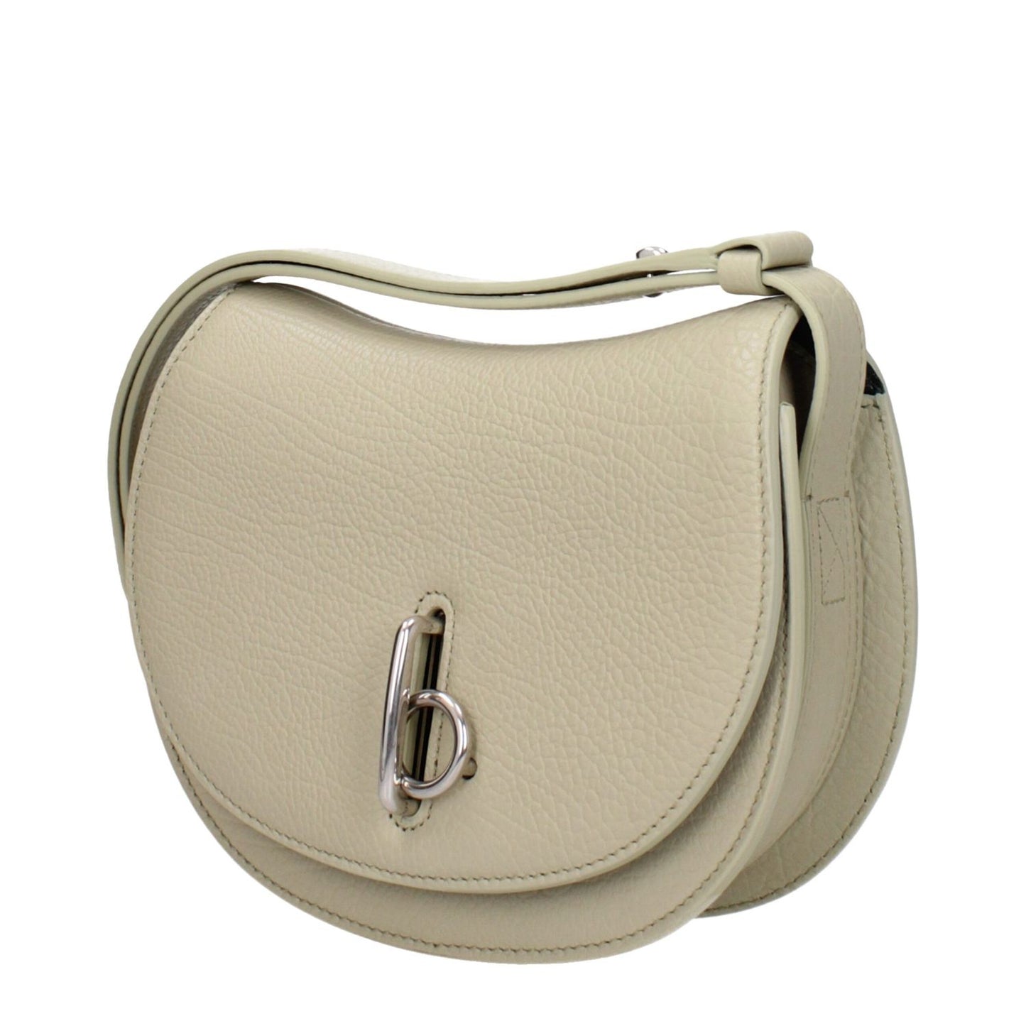 Burberry Green Leather Shoulder Bag with hook closure and silver details, casual mini size, adjustable strap, MPN 8081167.