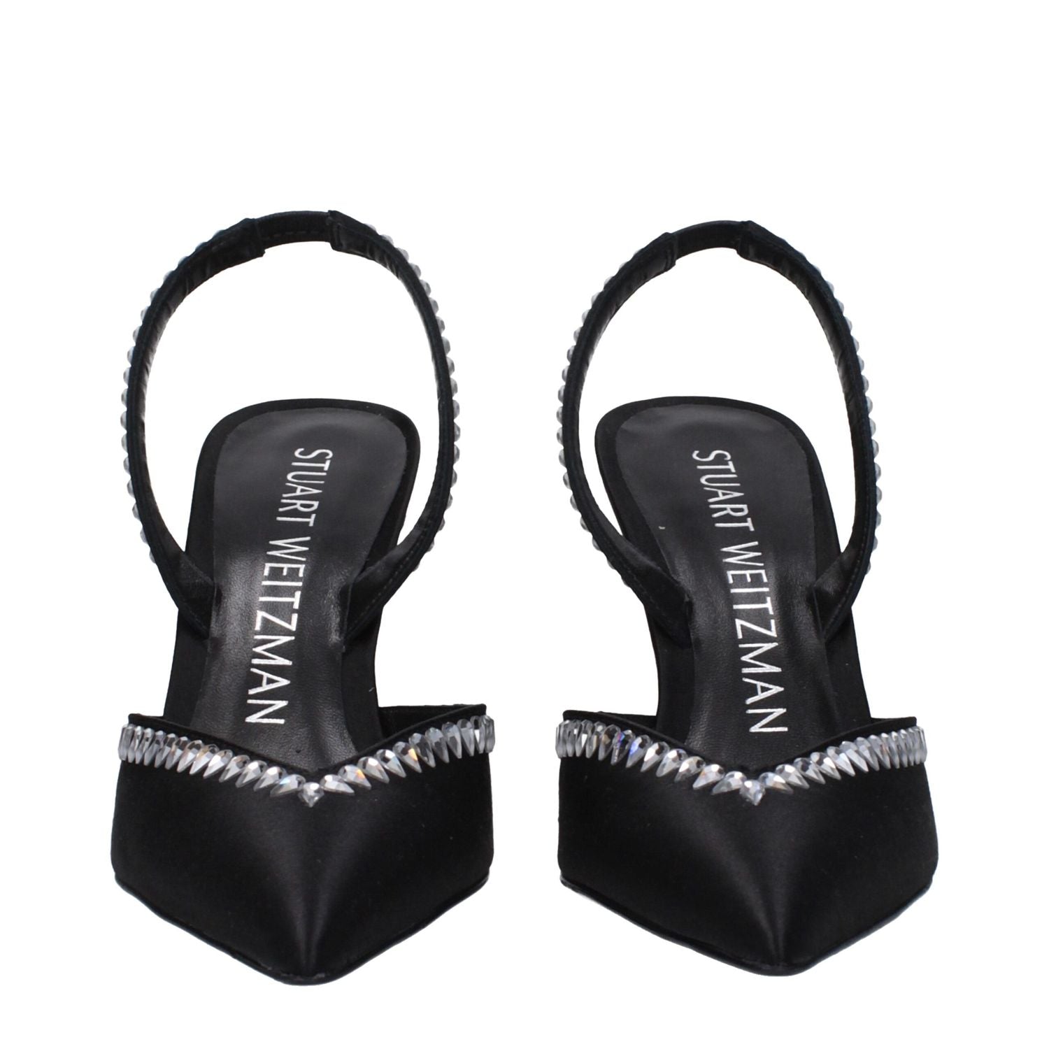 Stuart Weitzman Black Satin Stiletto Heel Sandals