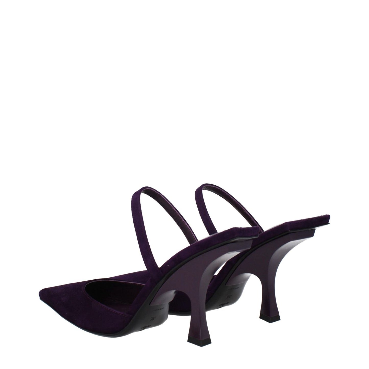 The Attico Purple Leather Stiletto Heel Sandals, pointy toe design with high heel, casual style, featuring leather sole.