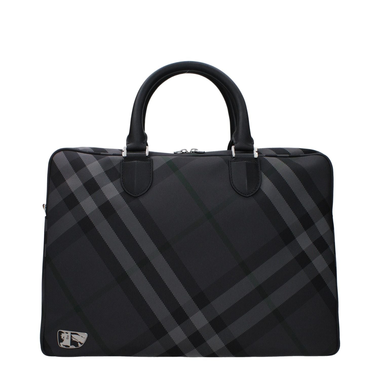 Burberry Gray Fabric Business And Laptop Bag
