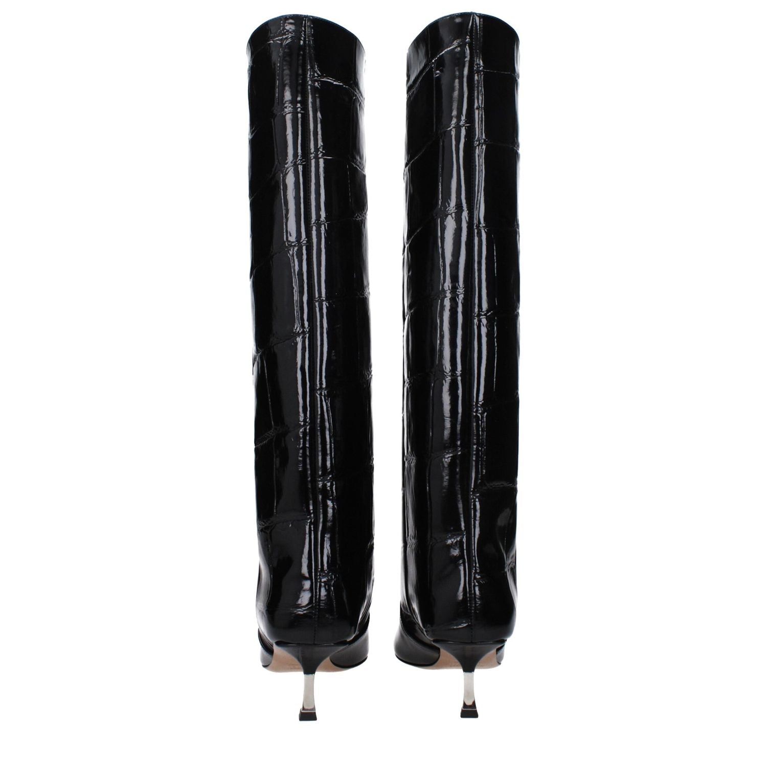 Paris Texas Black Leather High Heel Boots