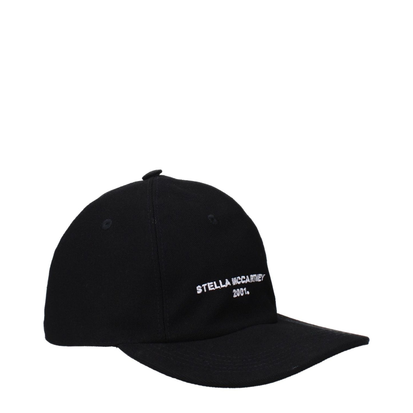 Stella McCartney Black Cotton Cap (Baseball Hat) with front logo and strap closure