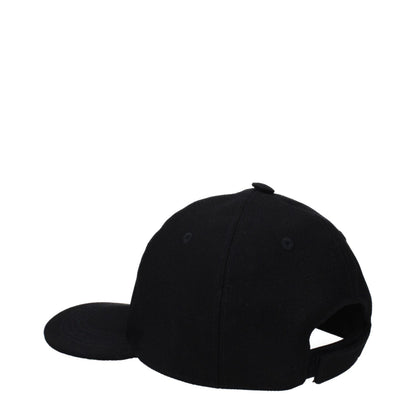 Stella McCartney Black Cotton Cap (Baseball Hat) with a strap closure, side view.
