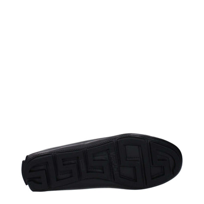 Versace Black Leather Slip-On Loafers