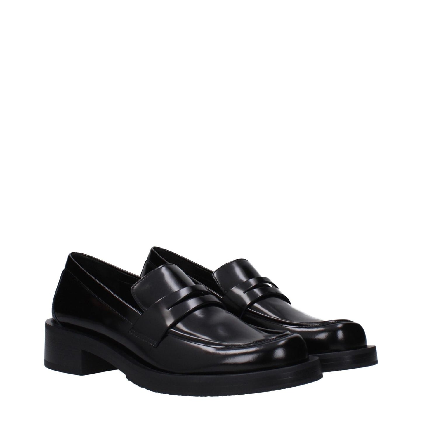 Stuart Weitzman Black Leather Slip-On Loafers