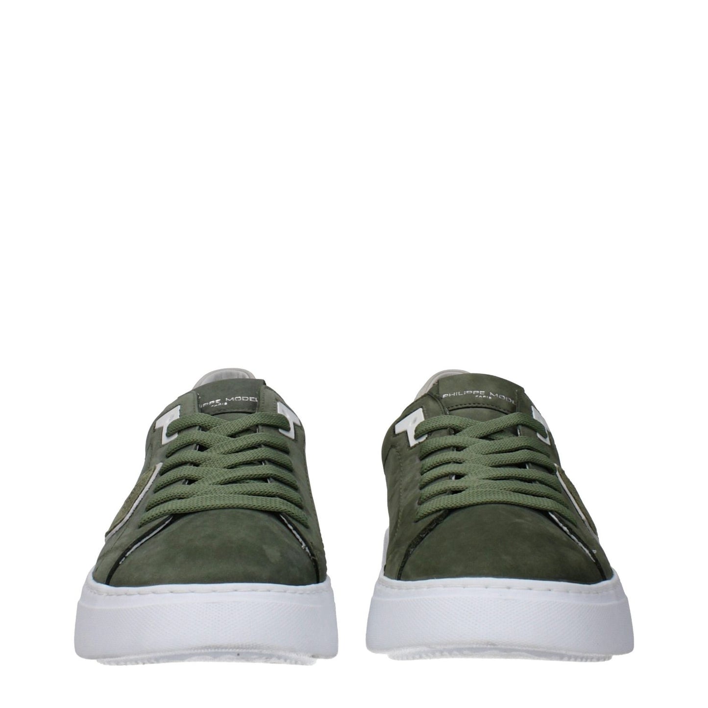 Philippe Model Green Leather Low Top Sneakers