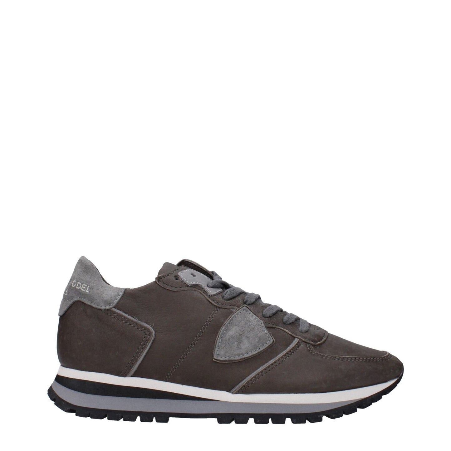 Philippe Model Gray Leather Low Top Sneakers