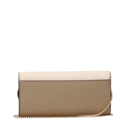 Tory Burch Beige Leather Clutch Bag with removable shoulder chain and front logo, MPN 157097160, product code F83371.