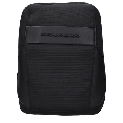 Piquadro Black Fabric Crossbody Bag