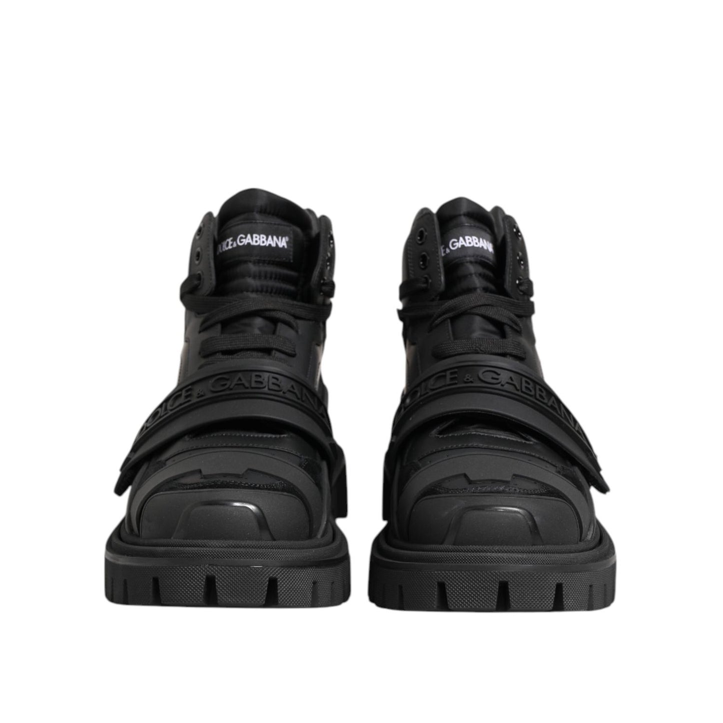 Dolce & Gabbana Black Leather Trekking Sneakers Boots Shoes