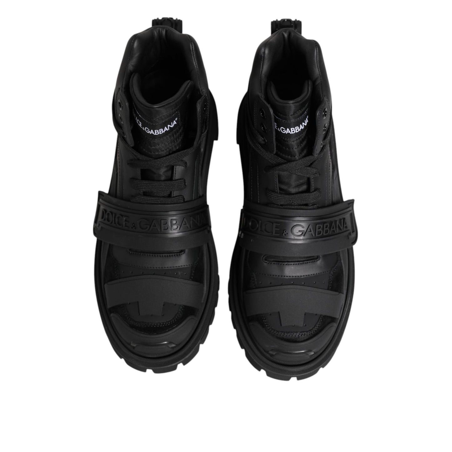 Dolce & Gabbana Black Leather Trekking Sneakers Boots Shoes