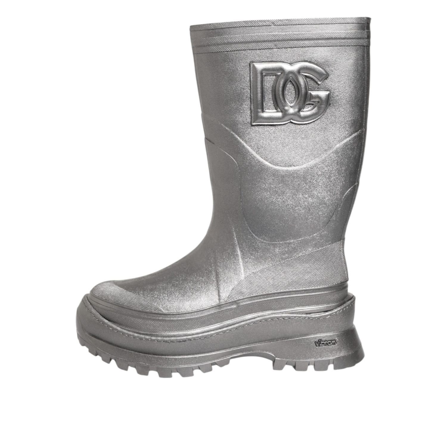 Dolce & Gabbana Metallic Silver Pull On Rain Boots Shoes