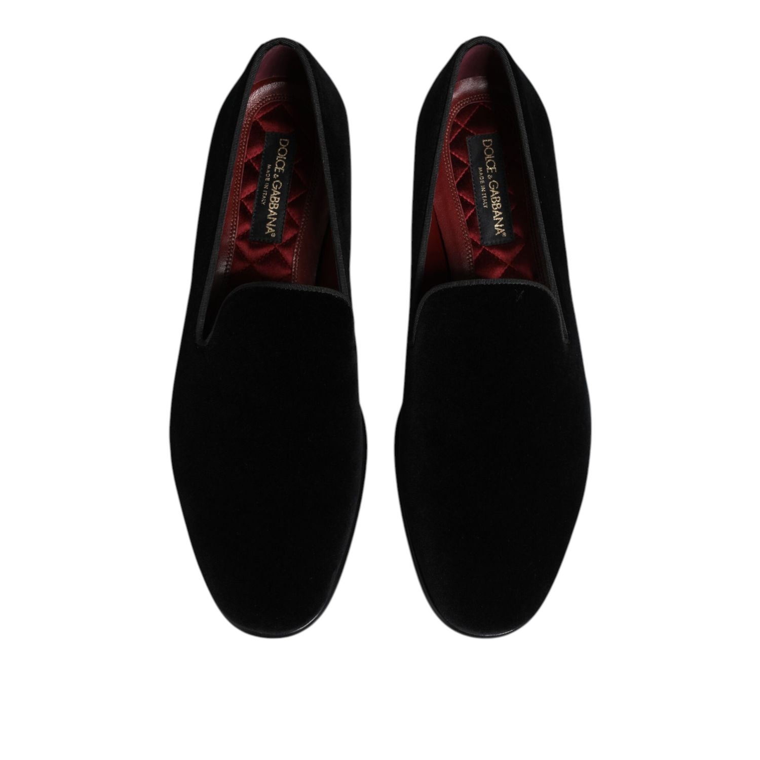Dolce & Gabbana Black Velvet Slip On Loafers Men Formal Shoes