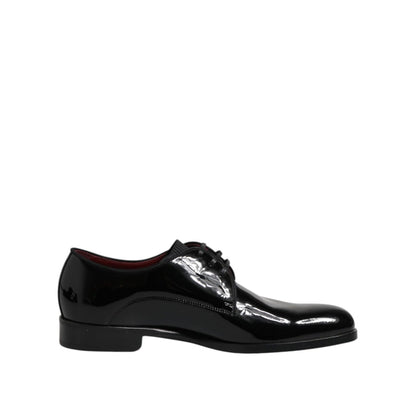 Dolce & Gabbana Black Leather Lace Up Men Derby Formal Shoes