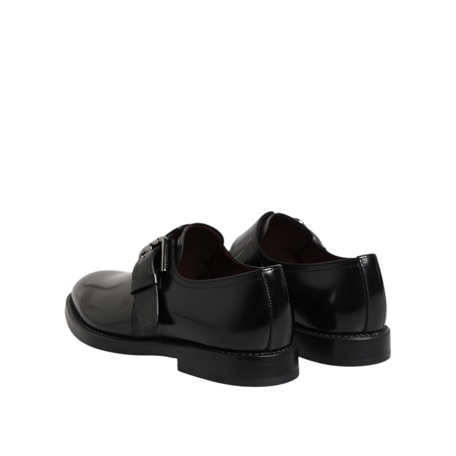 Dolce & Gabbana Black Leather Monk Strap Derby Formal Shoes