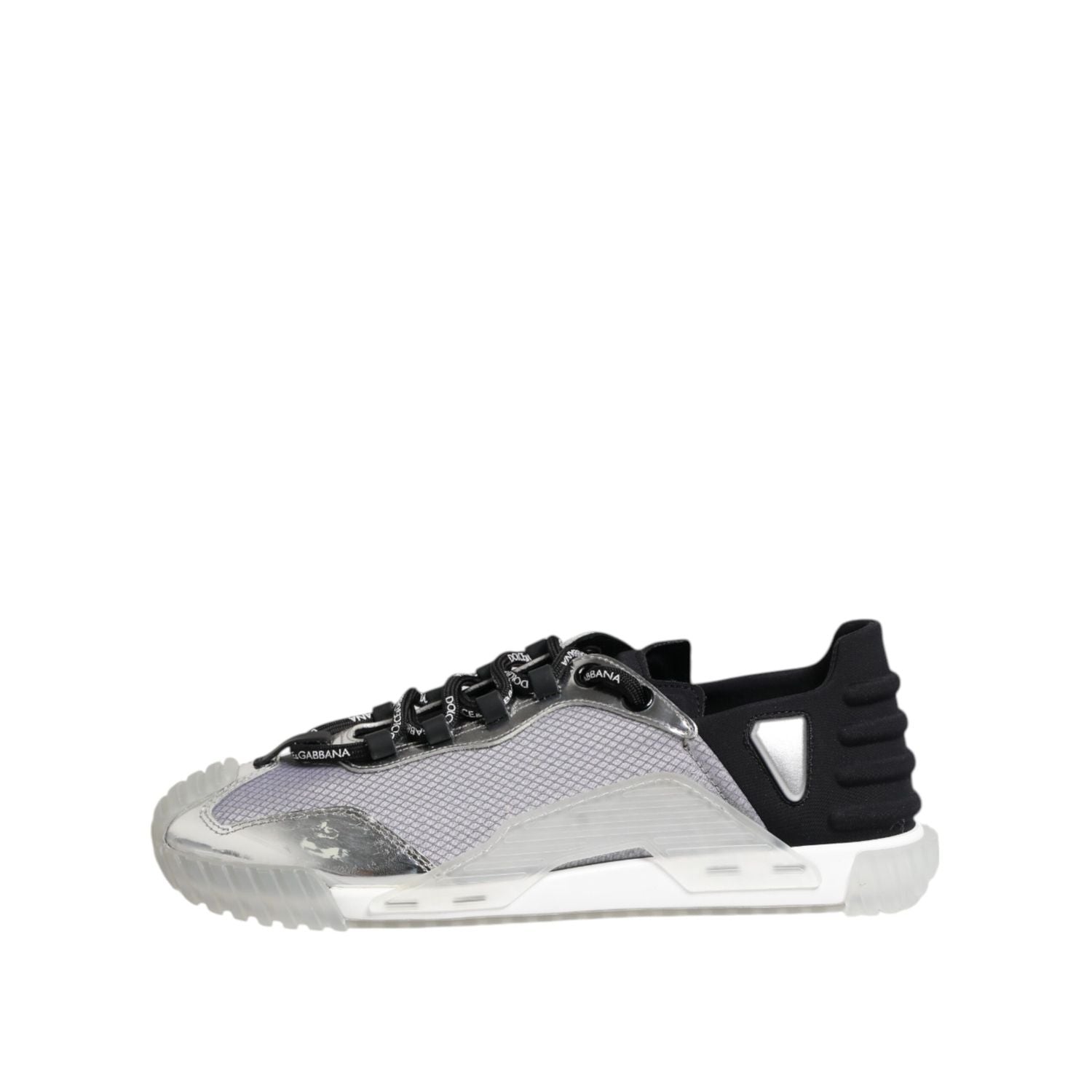 Dolce & Gabbana Silver Black Nylon NS1 Low Top Men Sneakers Shoes