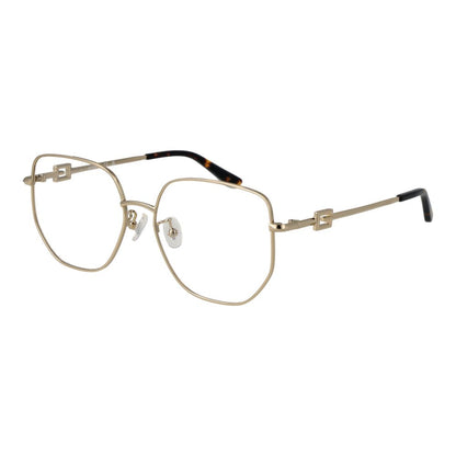 Guess Gold Metal Glasses (Frames) for women, square style, full-rim design, gold metal frame with demo lenses.