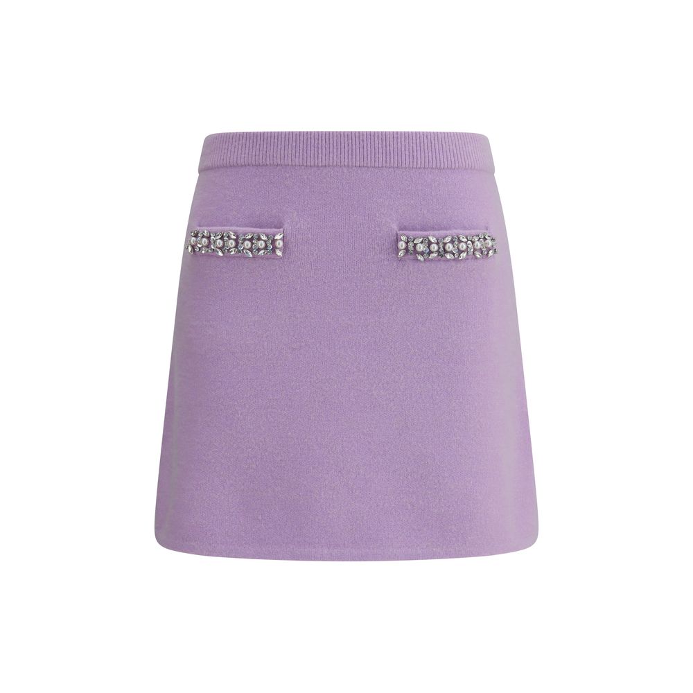Self-Portrait Purple Viscose Mini Skirt