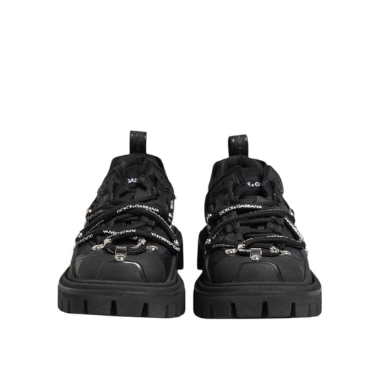 Dolce & Gabbana Black Low Top Lace Up Trekking Sneakers Shoes MV7787-39.5