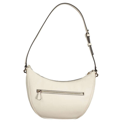 Guess Jeans White Polyethylene Women Handbag with adjustable strap and front pocket.