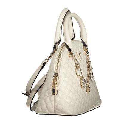 Guess Jeans White Polyethylene Women Handbag with contrasting details and iconic logo, showcasing style and utility.